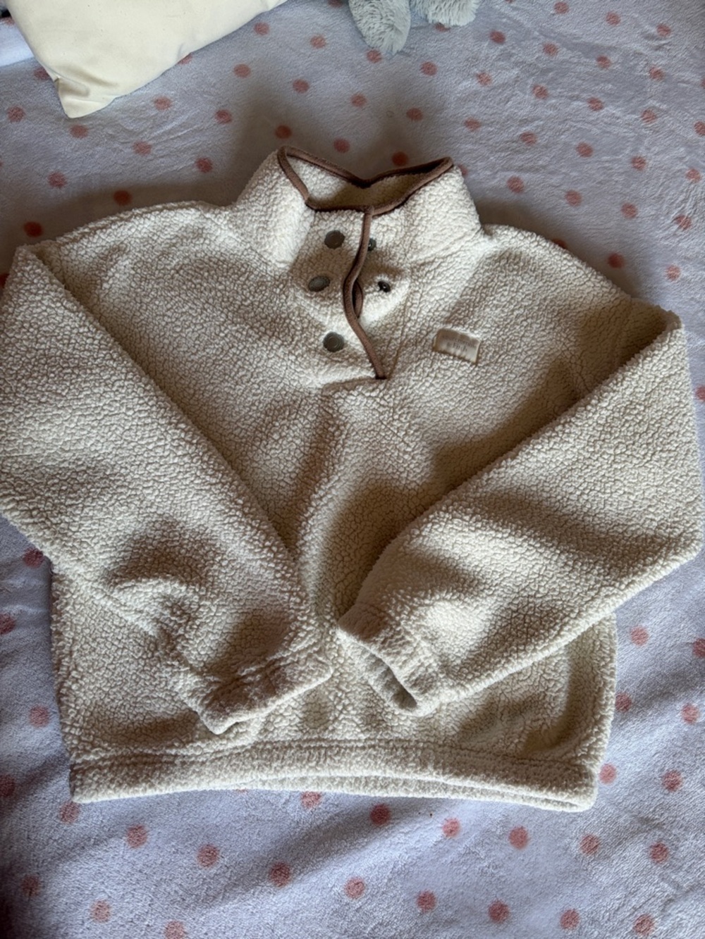 Abercrombie & Fitch Cream Sherpa Jacket with Branded Patch